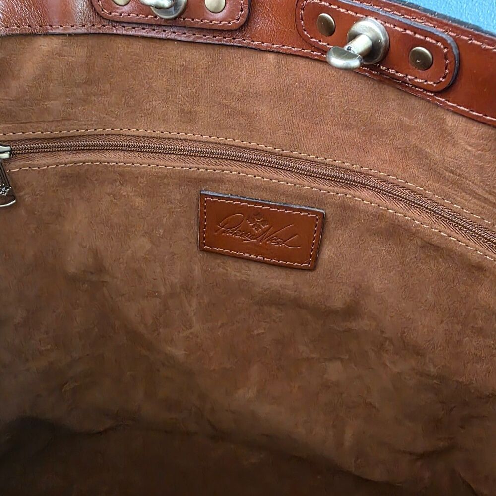 NWT Patricia Nash Benvenuto Florence Brown Tooled Large Tote Leather Studed Coin - Picture 11 of 11
